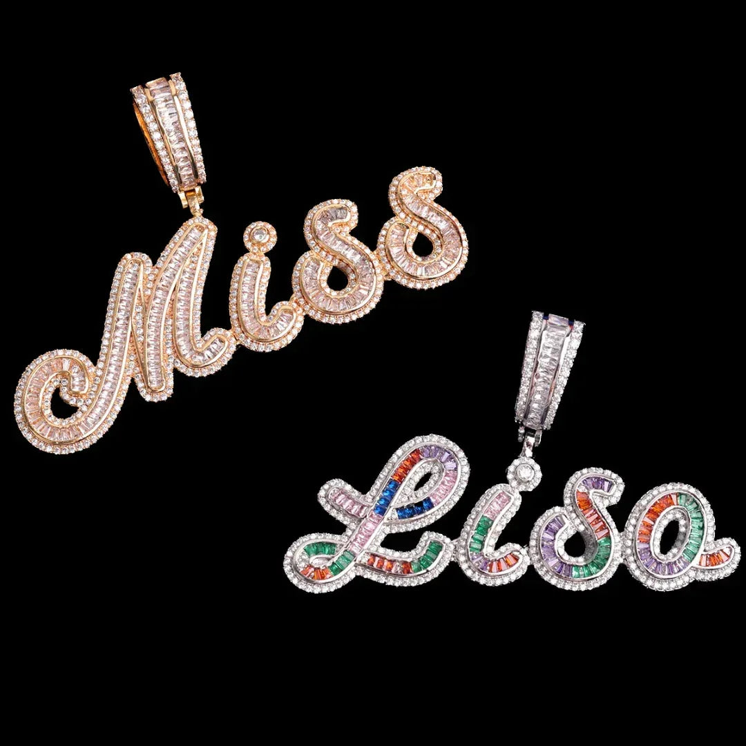 Signature Script Style Iced Out Personalized Custom Name Necklace Pendant - Luxury Custom Jewelry - CaratixJewelry